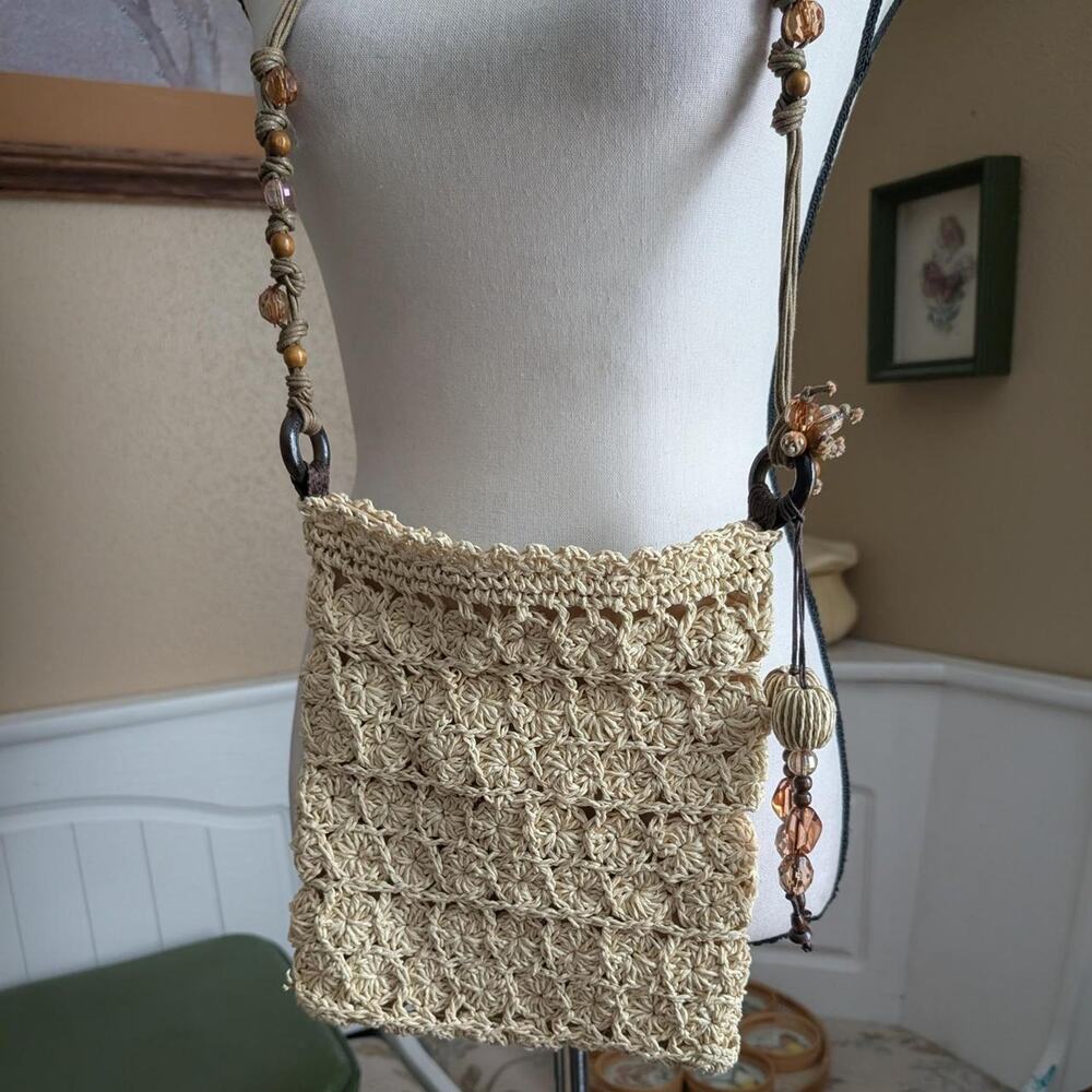 Y2K Cappelli Straworld Paper Beaded Crossbody